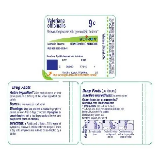 Valeriana Officinalis 9C by Boiron Homeopathic Single Medicine For Stress & Sleep  -  80 Pellet image {1}
