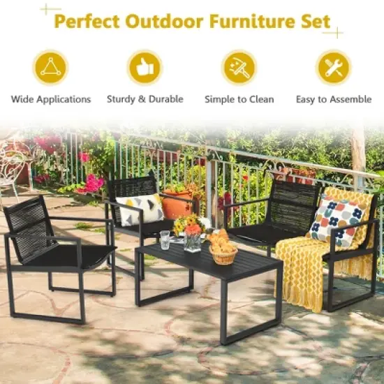 Costway 4PCS Patio Furniture Conversation Set Sofa Loveseat Armrest Garden Deck image {6}