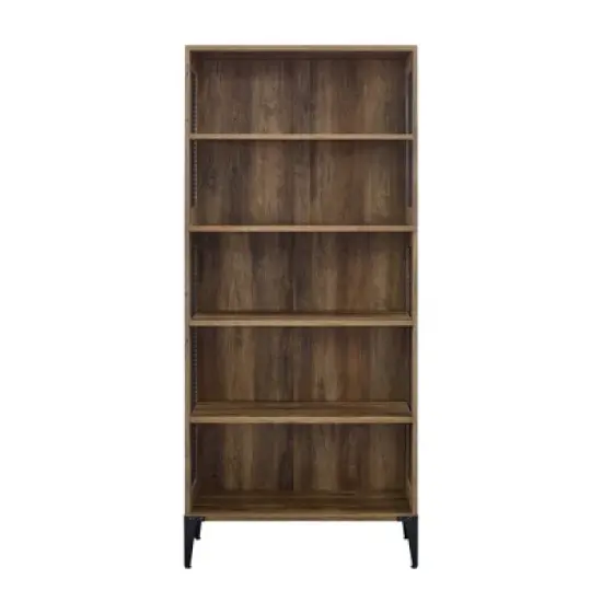 68" Grevaldi Industrial Mesh Side Bookshelf Rustic Oak - Saracina Home image {2}