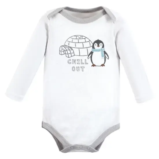 Hudson Baby Unisex Baby Cotton Long-Sleeve Bodysuits, Chill Out Penguin image {2}