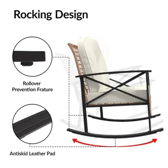 ODK 3 Piece Patio Furniture Set,Wicker Outdoor Indoor Conversation Set with Soft Thick Cushions and 2-Tier Coffee Table for Garden, Poolside image {3}