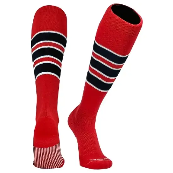 PEAR SOX Striped OTC Baseball, Softball, Football Socks - Red, White, Black (C) image {4}