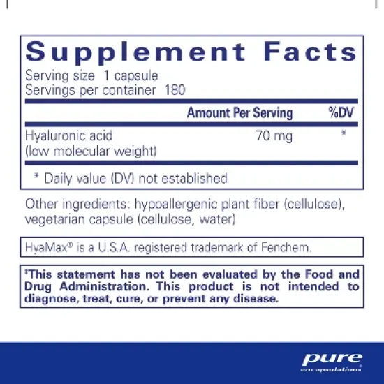 Pure Encapsulations Hyaluronic Acid-Supplement to Support Skin Hydration, Joint Lubrication, and Comfort image {1}