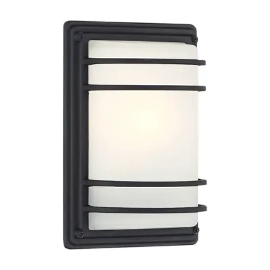 John Timberland Habitat 11" High Modern Outdoor Wall Sconce Light Fixture Mount Porch House Exterior Weatherproof Black Metal Frosted Glass Shade image {7}