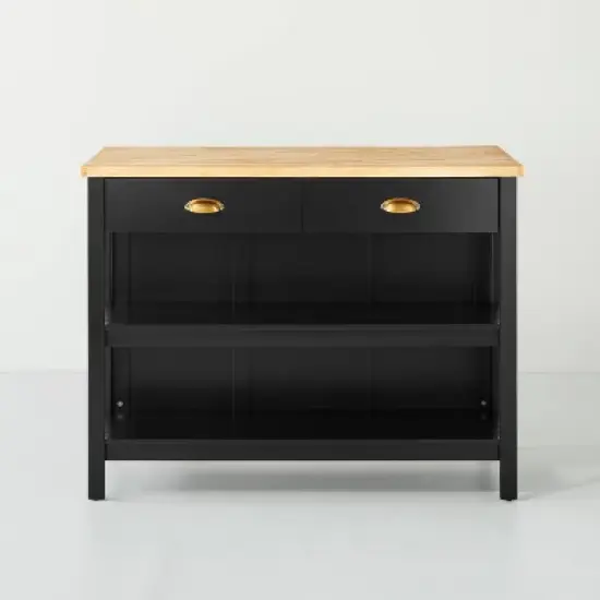 Wood Kitchen Island Table with Storage Black/Natural - Hearth & Hand&trade; with Magnolia image {2}