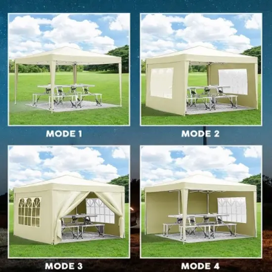10&times;10 FT Gazebo, Portable Folding Canopy with Removable Sidewalls, UV-Resistant Gazebo, Gazebo with Weight Bag and Carry Bag-Coolbibila image {1}