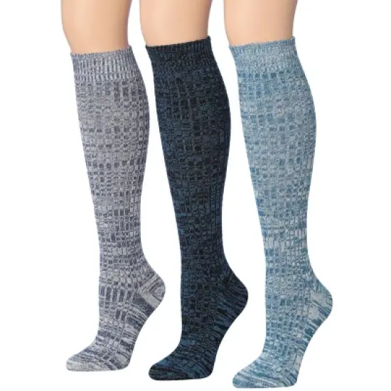 Tipi Toe Womens 3 Pairs Ribbed Cable Knit Space Dye Patterns Knee High Wool-Blend Boot Socks image {4}