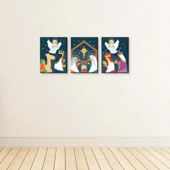 Big Dot of Happiness Holy Nativity - Religious Nursery Wall Art and Manger Scene Christmas Room Decor - 7.5 x 10 inches - Set of 3 Prints image {2}
