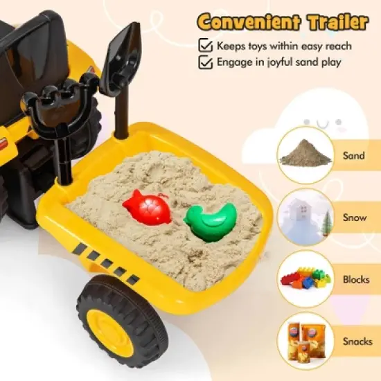 Costway Kids Ride on Tractor Licensed Caterpillar Foot to Floor Sliding Car with Shovel image {8}