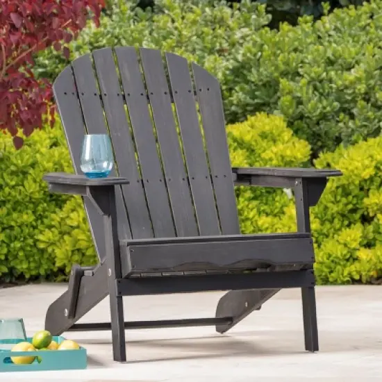 Rustic Foldable Acacia Wood Adirondack Chair, Weather-Resistant Outdoor Seating for Patio, Deck, Garden, and Backyard Comfort-Coolbibila image {8}