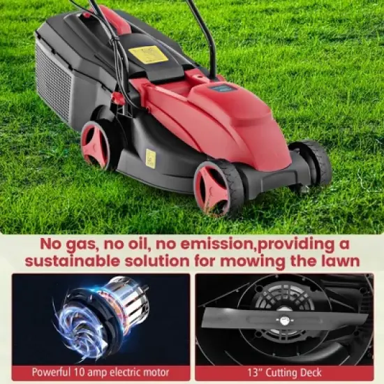 Costway Electric Corded Lawn Mower 10/12-AMP 13/14-Inch Walk-Behind Lawnmower with Collection Box image {5}