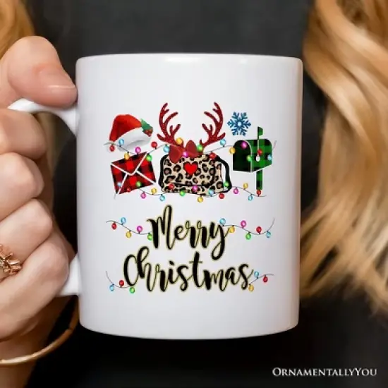 Postal Worker Buffalo Plaid Christmas Mug Gift (Non-Custom Only)| OrnamentallyYou image {2}