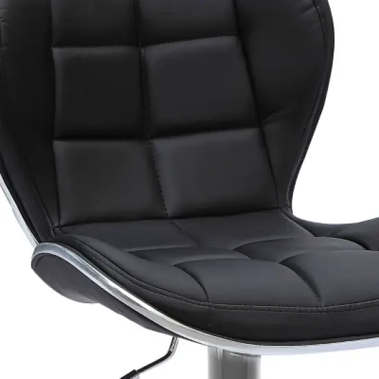Set of 2 Adjustable Chrome Accented Bonded Leather Barstool - Corliving image {7}