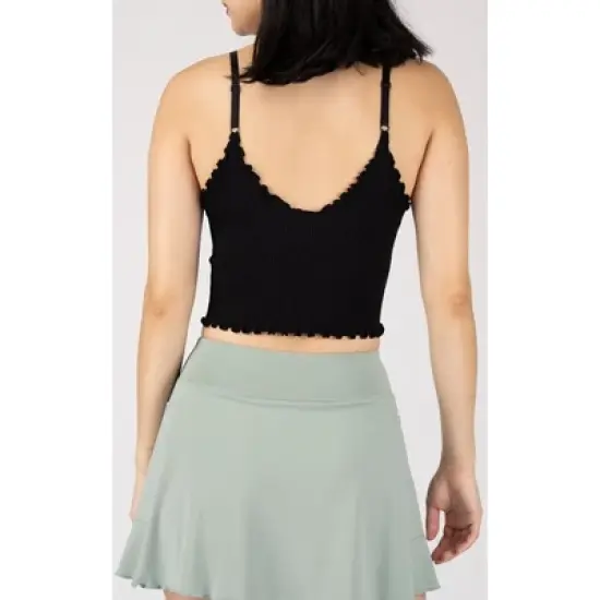 Yogalicious Womens Ribbed Seamless Kendall Lettuce Edge Cropped Tank Top image {2}
