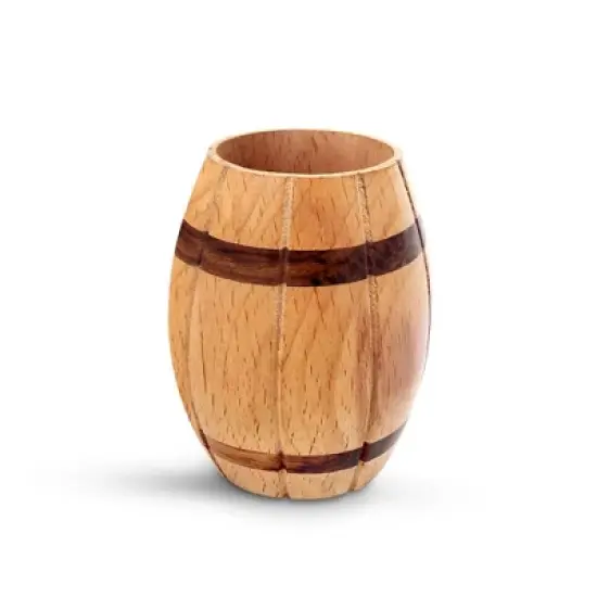 Vintiquewise Decorative Wine Barrel Shaped Wooden Pen Holder for Office Desk, or Entryway image {2}