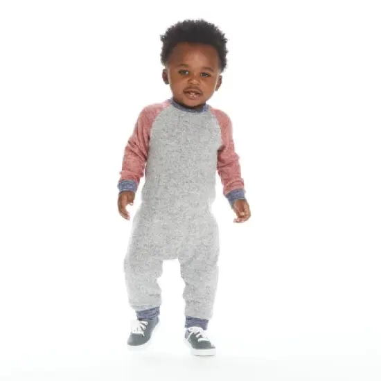 Andy & Evan Toddler Boys Colorblocked Hacci Romper Grey, Size 18-24 Months image {2}