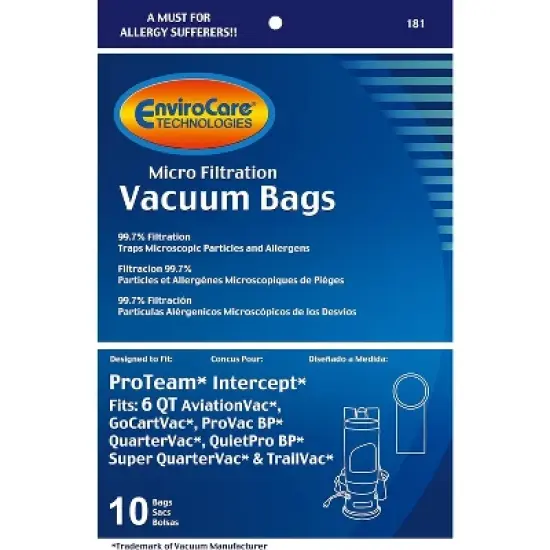ProTeam 6 QT Backpacks Micro Filtration Vacuum Cleaner Dust Bags 10 Bags image {2}
