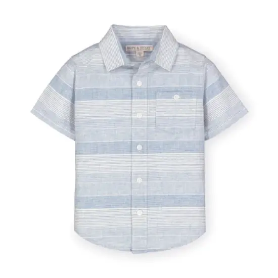Hope & Henry Boys' Linen Short Sleeve Button Down Shirt, Infant image {10}