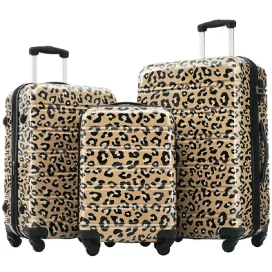Aukfa 3-Piece Leopard Print Lightweight Hard Shell Expandable Luggage Set with TSA Lock, Available Sizes 20" 24" 28", Multi-Color image {10}