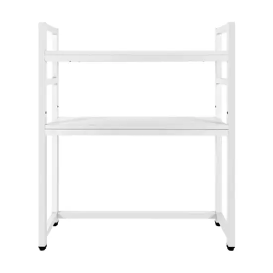 YIYIBYUS Computer Desktop Bookcase 2-Tier Multipurpose White Countertop Wood Rack Organizer image {5}