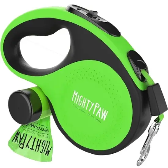 Mighty Paw Retractable Leash + Poop Bag Holder | 16ft for Dogs 0-50 or 50-100 lbs image {5}
