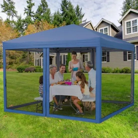 Pop Up Canopy Tent 10 ft. x 10 ft. Mosquito Netting & Wheeled Bag, One Push Setup, 3 Height Sun Shelter image {1}