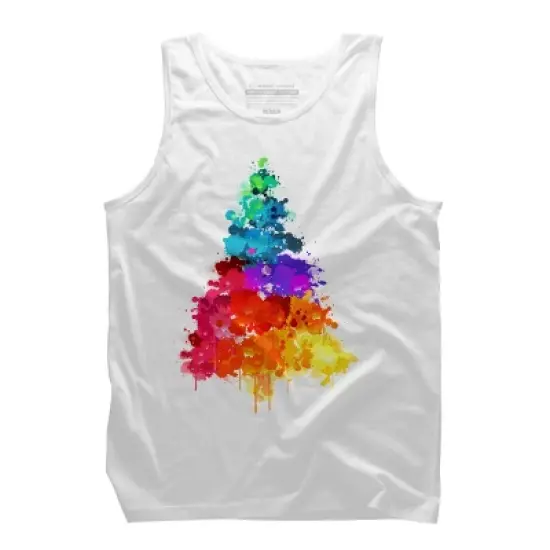 Men's Design By Humans Colorful Christmas Tree By DesignReadyStore Tank Top image {5}