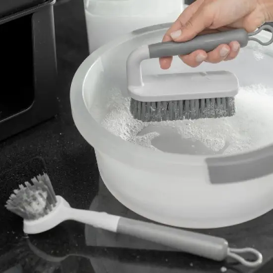 OU 8-Piece Home Cleaning Tools Set &ndash; Silicone Squeegee, Scrub Brushes, Refillable Spray Bottle, Organizer Caddy & More for Bathroom & Kitchen Cleaning image {10}