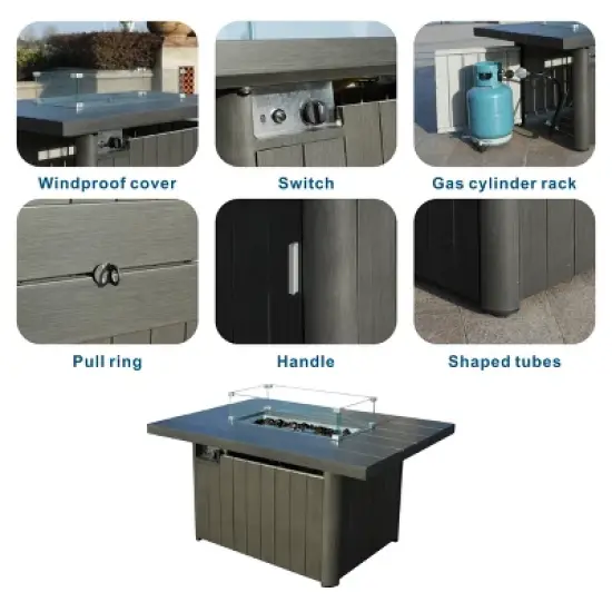 Moda Furnishings 24.6'' H x 51.97'' W Aluminum Propane Outdoor Fire Pit Table image {5}