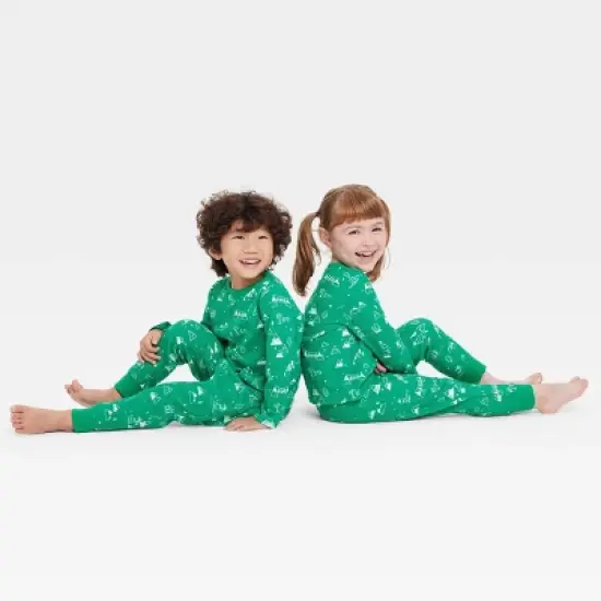 Toddler Ski Scene Matching Family Thermal Pajama Set - Wondershop&trade; Green image {4}