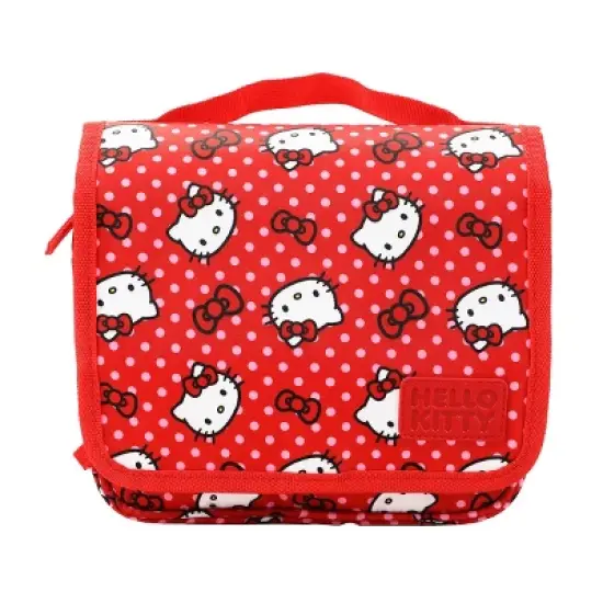 Hello Kitty Character Face & Bows Red 8.2&rdquo; Folding Hanging Toiletry Kit image {6}
