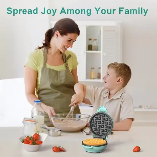 Crownful Mini Waffle Maker Machine, 4 Inch Chaffle Maker with Compact Design（Green） image {5}