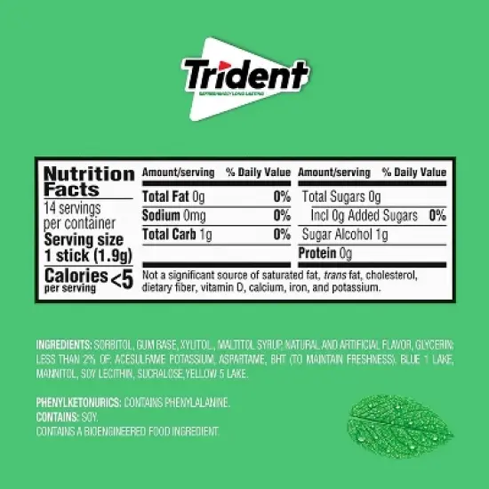 Trident Spearmint Chewing Gums - 2.816oz/3pk image {8}