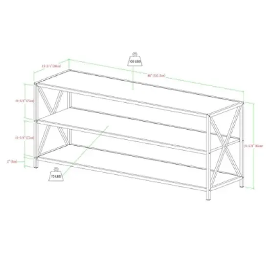 Modern Industrial X Frame Metal and Wood Media Bookshelf - Saracina Home image {6}