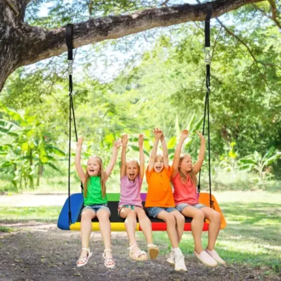 Infans 700lb Giant 60" Platform Tree Swing Outdoor w/ 2 Hanging Straps Colorful image {7}