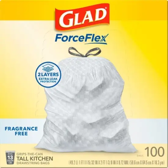 Glad ForceFlex Drawstring Fragrance Free Trash Bags - 13gal/100ct image {11}