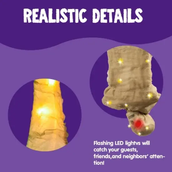 Joyfy Cocoon Corpse Halloween Decoration, 65" Hanging Skeleton Corpses with Lights and Sound, Animated Hanging Dead Body Prop for Indoor Outdoor Decor image {2}