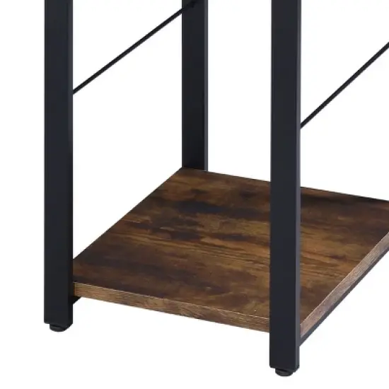 GlasFlength Desks Metal Frame Rustic Computer Desk Gaming Desk Home Office Desk Simple Design for Small Spaces, Brown, 47.5"*19.5"*28.5" image {3}