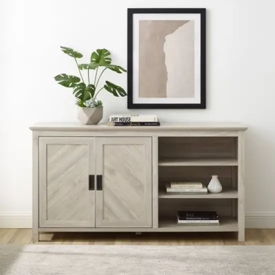 58" Diagonal Grooved Door Sideboard with Open Storage - Saracina Home image {1}