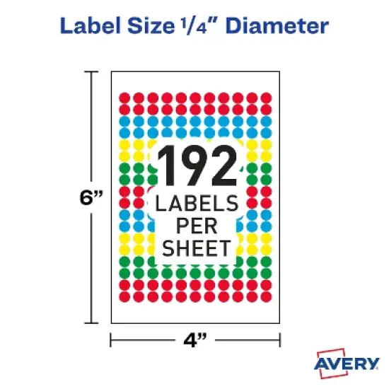 Avery Color-Coding Removable Labels, 1/4 Inch Round Labels, Assorted Colors, Non-Printable, 3 Packs, 2,304 Dot Stickers Total (5641) image {6}