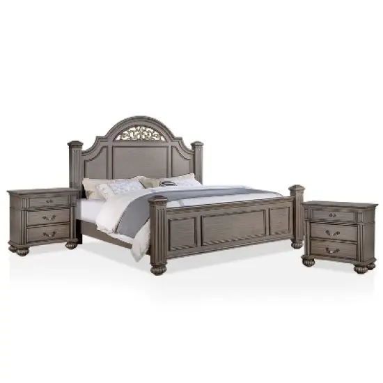 3pc Pennings Traditional Bed Set with 2 Nightstands Gray - HOMES: Inside + Out image {14}
