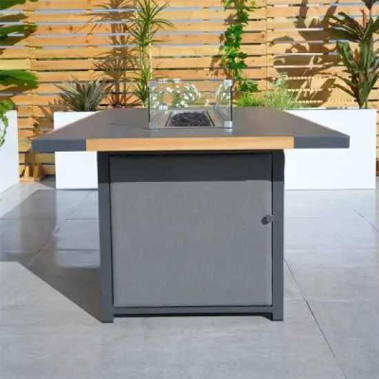 Moda Furnishings 26.77'' H x 62.99'' W Aluminum Propane Outdoor Fire Pit Table with Lid image {2}