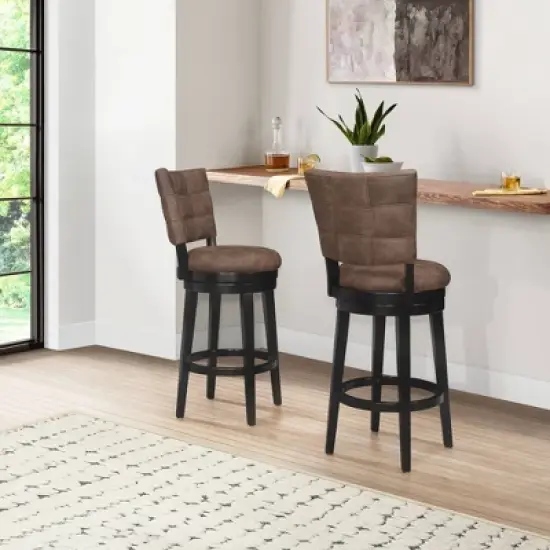 30" Kaede Wood and Upholstered Swivel Barstool Black/Chestnut - Hillsdale Furniture image {8}