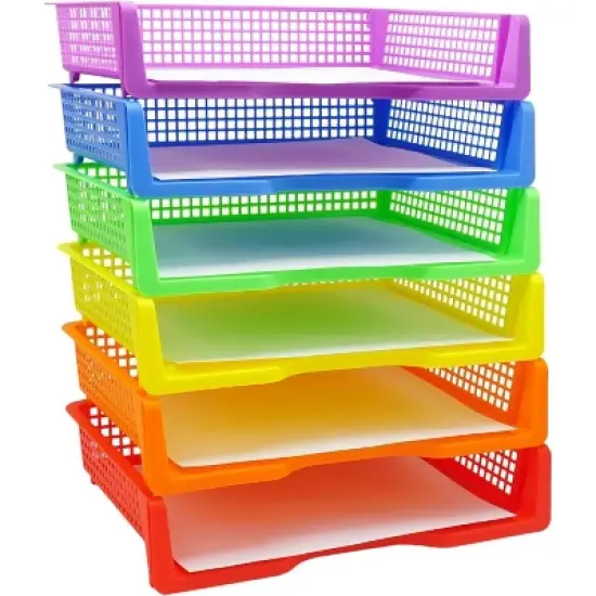 4E's Novelty Stackable Paper Trays: 6 pcs per pack, Classroom Organizer, Plastic Task Box, Classroom Storage, Pencil Tray, Container for Erasers image {7}