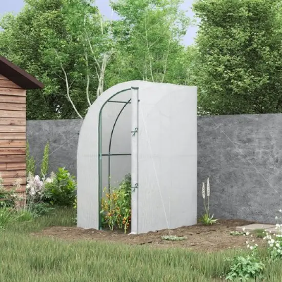 Outsunny Outdoor Walk-In Greenhouse, Plant Nursery with Roll-up Windows, PE Cover, and Wire Shelves image {1}