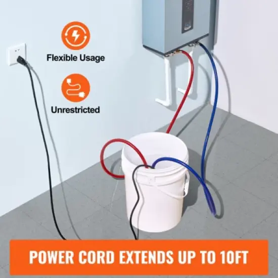 VEVOR Tankless Water Heater Flushing Kit, Includes Efficient Pump & 5 Gallon Pail & 2 Hoses & Descaling Powder, Orange image {2}