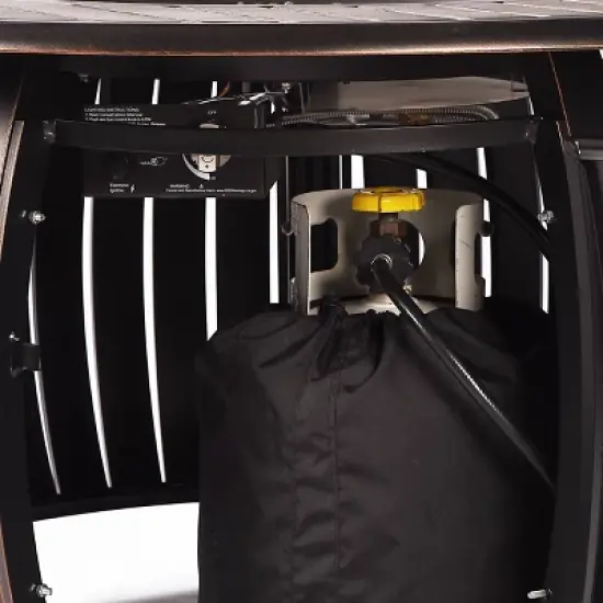 Oakland Living 5pc Deep Seating Swivel Aluminum Outdoor Patio Fire Pit Dining Set with Round Fire Table with Stripe Patterned Lid Copper image {9}