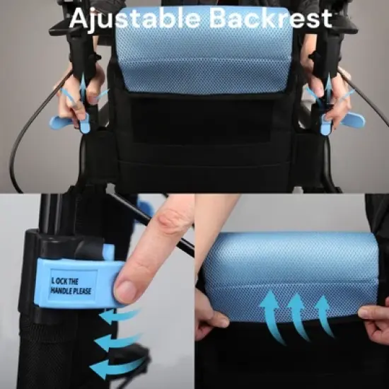 ProTraverse Wheelchairs for Adults, Foldable and Portable Transport Wheelchair, Portable Folding Transfer Wheelchairs for Seniors(Blue) image {3}