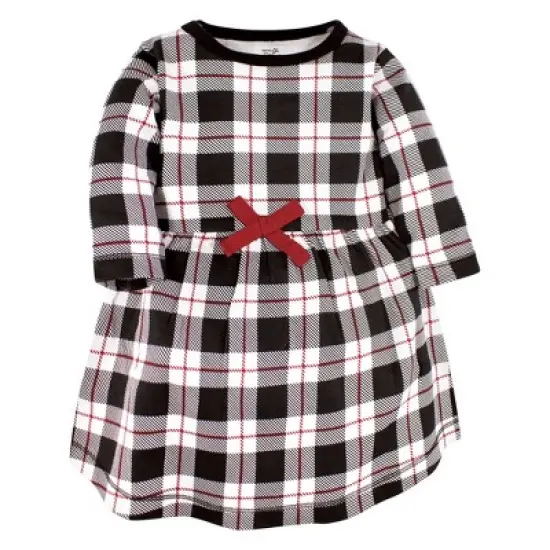 Touched by Nature Infant and Toddler Girl Organic Cotton Long-Sleeve Dresses, Red Winter Folk image {3}
