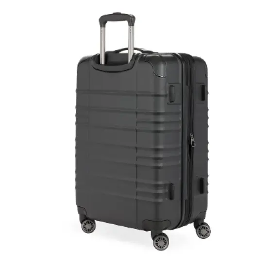 SWISSGEAR Cascade Hardside Medium Checked Spinner Suitcase - Black: 8-Wheel 33 lb Capacity image {1}
